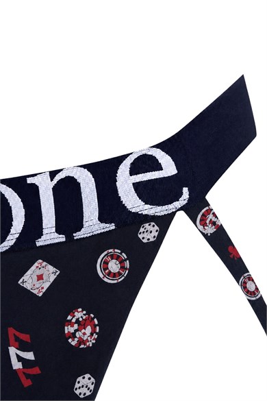 Erkek Fantezi Arkası Açık Casino Desenli Jockstrap