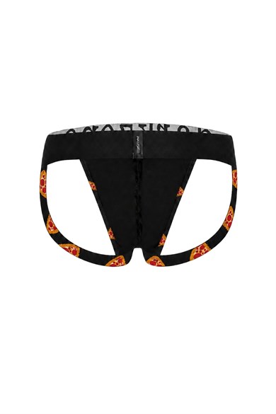 Erkek Fantezi Arkası Açık Pizza Desenli Jockstrap