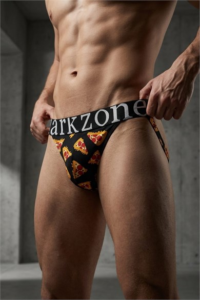 Erkek Fantezi Arkası Açık Pizza Desenli Jockstrap