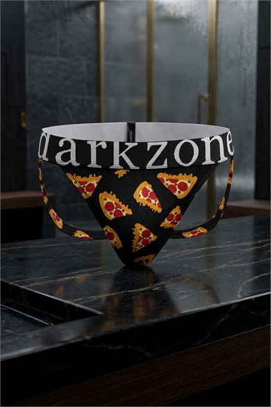 Erkek Fantezi Arkası Açık Pizza Desenli Jockstrap