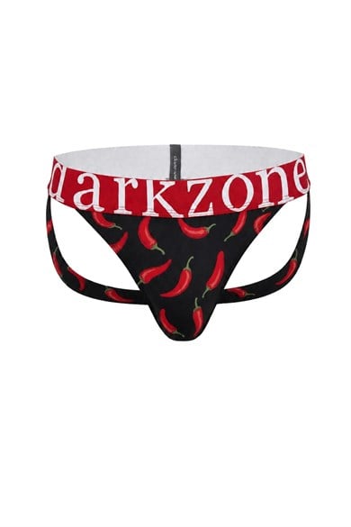Erkek Fantezi Arkası Açık Acı Biber Desenli Jockstrap