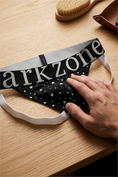 Erkek Fantezi Arkası Açık Yıldız Desenli Jockstrap