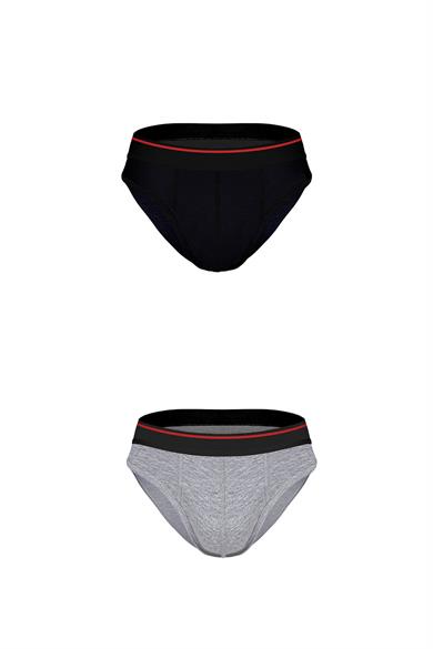 Erkek 2li Lastikli Siyah-Gri Slip - DZNDF0002