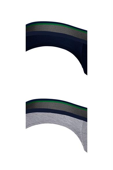 Erkek 2li Lastikli Lacivert-Gri Slip - DZNDF0003