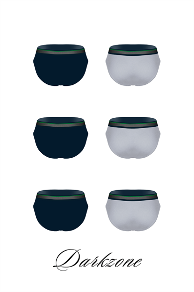 Erkek 6lı Lastikli Lacivert-Gri Slip - DZNDF6003