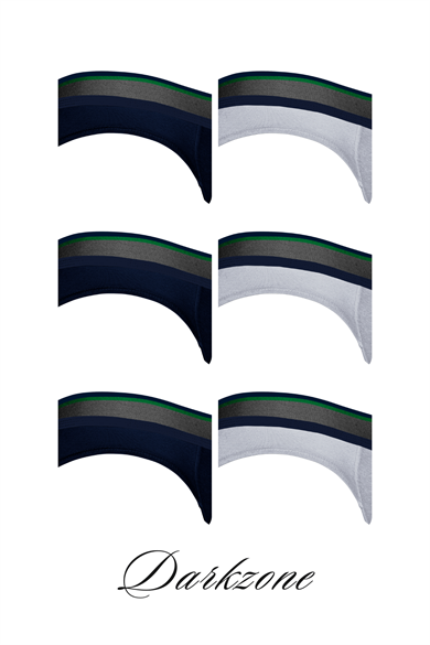 Erkek 6lı Lastikli Lacivert-Gri Slip - DZNDF6003