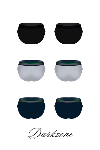 Erkek 6lı Lastikli Siyah-Gri-Lacivert Slip - DZNDF6004