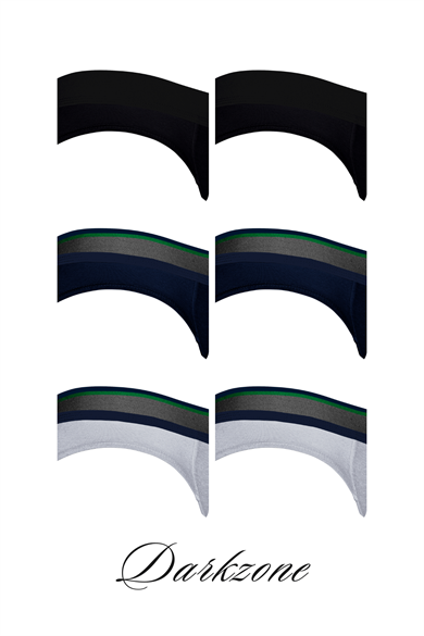 Erkek 6lı Lastikli Siyah-Gri-Lacivert Slip - DZNDF6004