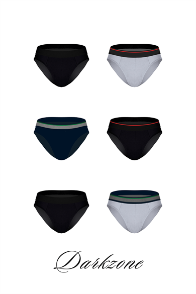 Erkek 6lı Lastikli Karışık Renkli Slip - DZNDF6005