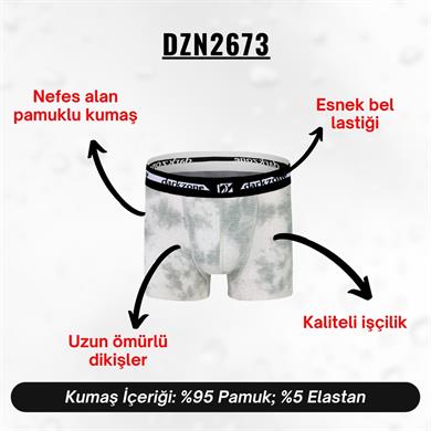 Desenli Krem Erkek Boxer - DZN2673