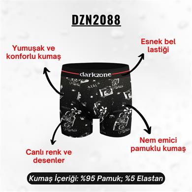 Desenli Pamuklu Erkek Boxer - DZN2088