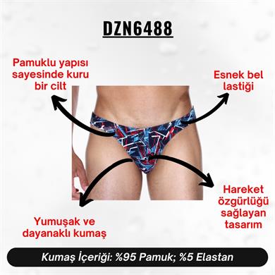 Desenli Renkli Erkek Slip - DZN6488