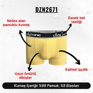 Desenli Sarı Erkek Boxer - DZN2671