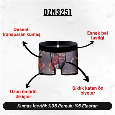 Desenli Transparan Erkek Kısa Boxer - DZN3251