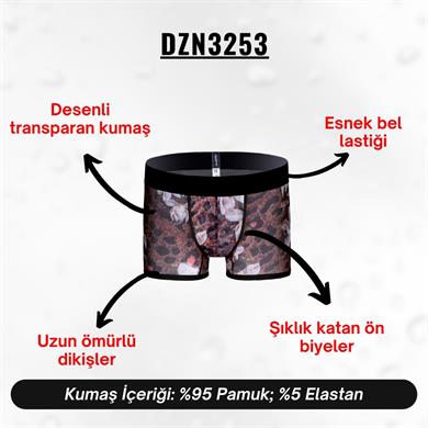 Desenli Transparan Erkek Kısa Boxer - DZN3253