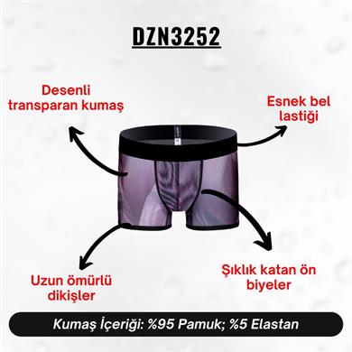 Desenli Transparan Erkek Kısa Boxer - DZN3252