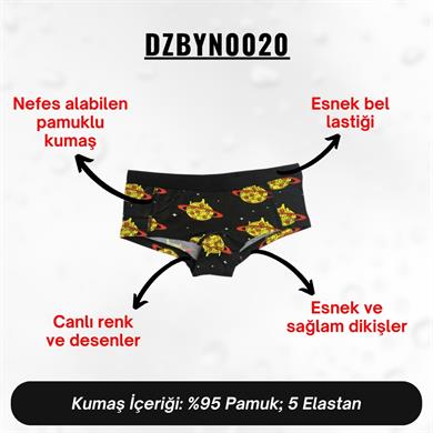 Dijital Baskılı Desenli Kadın Boxer - DZBYN0020