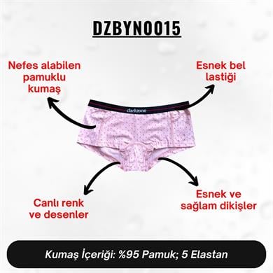 Dijital Baskılı Desenli Pembe Kadın Boxer - DZBYN0015