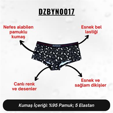 Dijital Baskılı Kedi Desenli Kadın Boxer - DZBYN0017