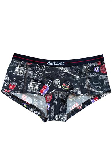 Dijital Baskılı Seyahat Desenli Kadın Boxer - DZBYN0008