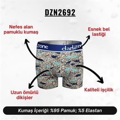 Dinazor Desenli Krem Erkek Boxer - DZN2692