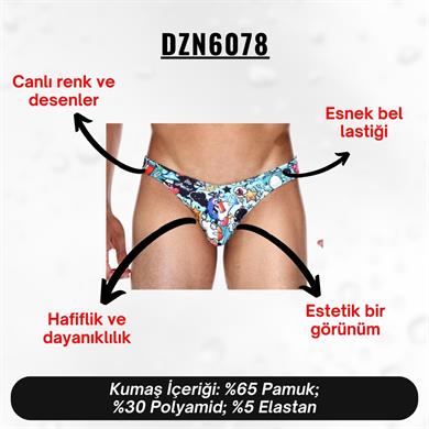 Emoji Desenli Renkli Erkek Slip (Dijital Baskılı) - DZN6078