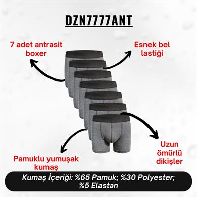 Erkek Boxer Antrasit 7li Set - DZN7777ANT