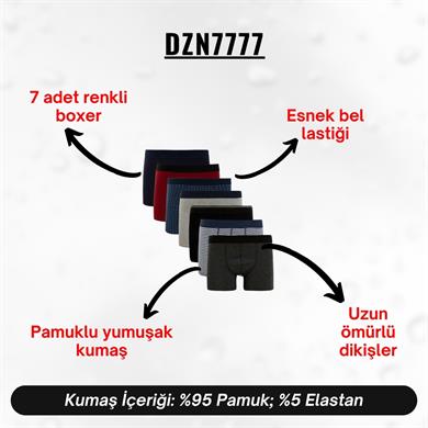 Erkek Boxer Karışık Renkli 7li Set - DZN7777