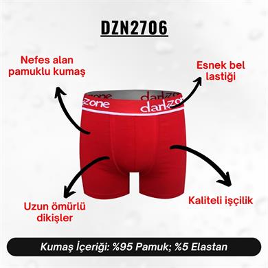 Erkek Boxer Kırmızı Pamuklu - DZN2706