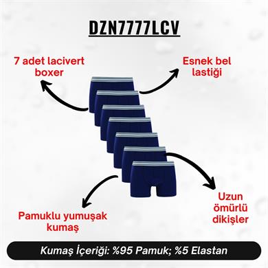 Erkek Boxer Lacivert 7li Set - DZN7777LCV