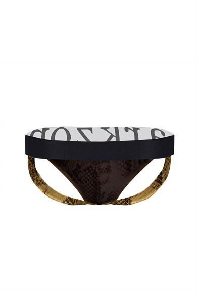 Erkek Desenli Deri Jockstrap - DZN6799