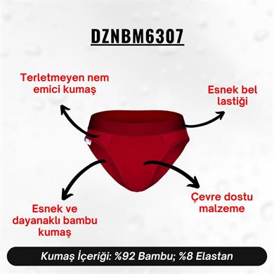 Erkek Lastikli Bordo Bambu Slip - DZNBM6307
