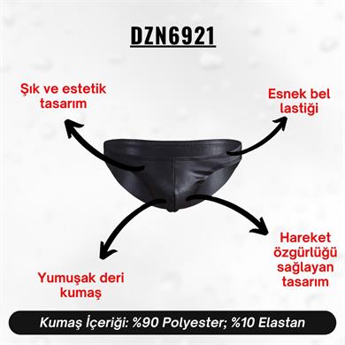 Erkek Siyah Deri Slip - DZN6921