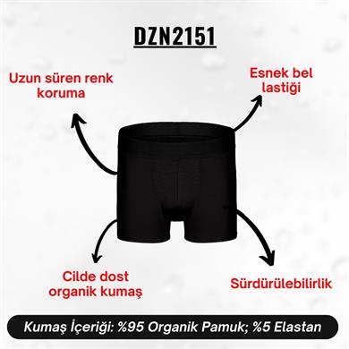 Erkek Siyah Organik Pamuk Boxer - DZN2151