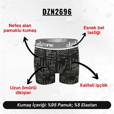 Geometrik Desenli Siyah Erkek Boxer - DZN2696