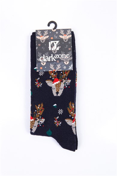 Geyik Desenli Yılbaşı Erkek Çorap