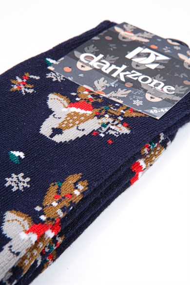 Geyik Desenli Yılbaşı Erkek Çorap