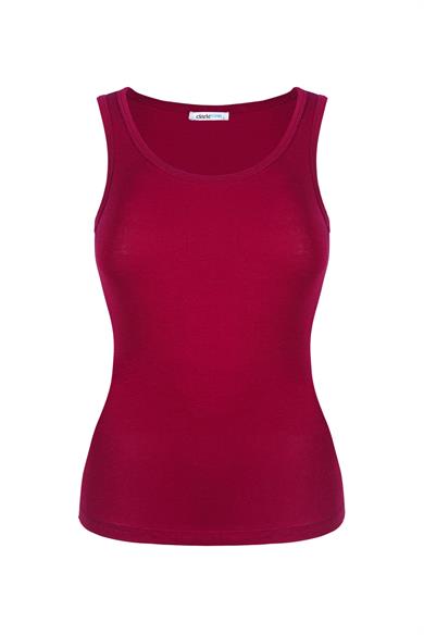 Kadın Bordo Penye Atlet - DZWM7214