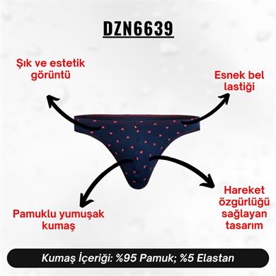Kalp Desenli Lacivert Erkek Tanga - DZN6639