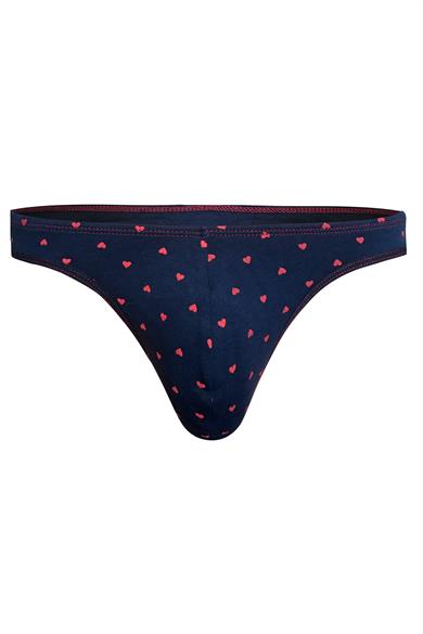 Kalp Desenli Lacivert Erkek Tanga - DZN6639
