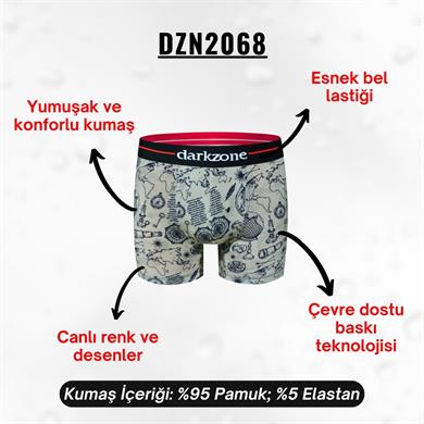 Keşif Desenli Erkek Boxer (Dijital Baskılı) - DZN2068