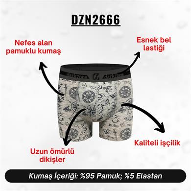 Keşif Desenli Gri Erkek Boxer - DZN2666