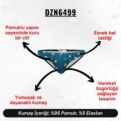 Köpek Balığı Desenli Yeşil Erkek Slip - DZN6499