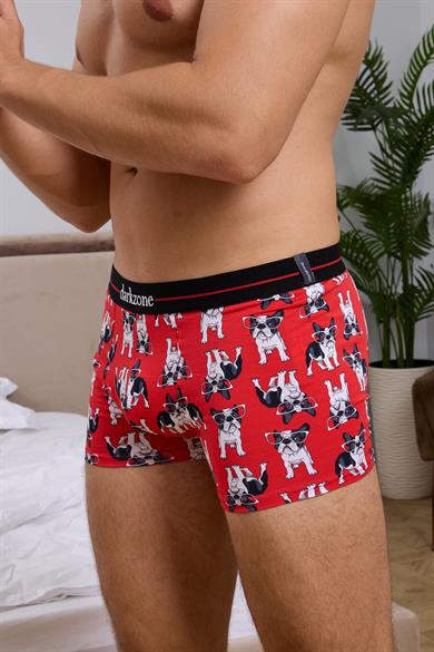 Köpek Desenli Kırmızı Boxer (Dijital Baskılı) - DZN2072