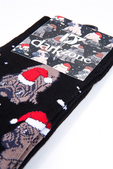 Köpek Desenli Yılbaşı Erkek Çorap