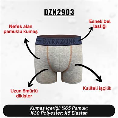 Kot Lastiği Desenli Gri Erkek Boxer - DZN2903