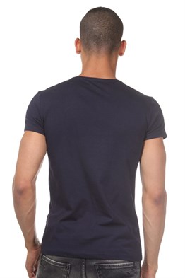 Bisiklet Yaka Lacivert Erkek T-Shirt - DZN8504
