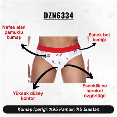 Lastikli Çiçek Desenli Beyaz Erkek Slip - DZN6334