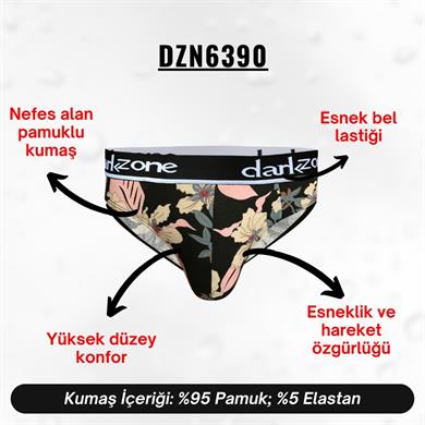 Lastikli Çiçek Desenli Siyah Erkek Slip - DZN6390