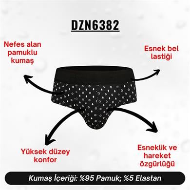 Lastikli Geometrik Desenli Siyah Erkek Slip - DZN6382